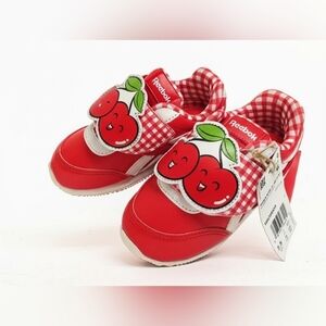 Reebok Kids Red Cherry Velcro Sneakers with Gingham Trim